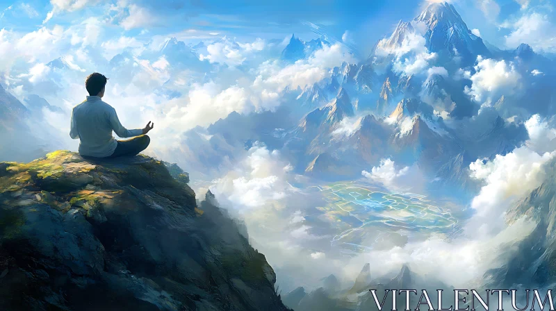 Peaceful Mountain Meditation Art AI Image