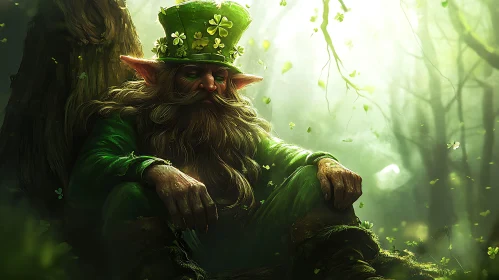 Resting Leprechaun in Forest