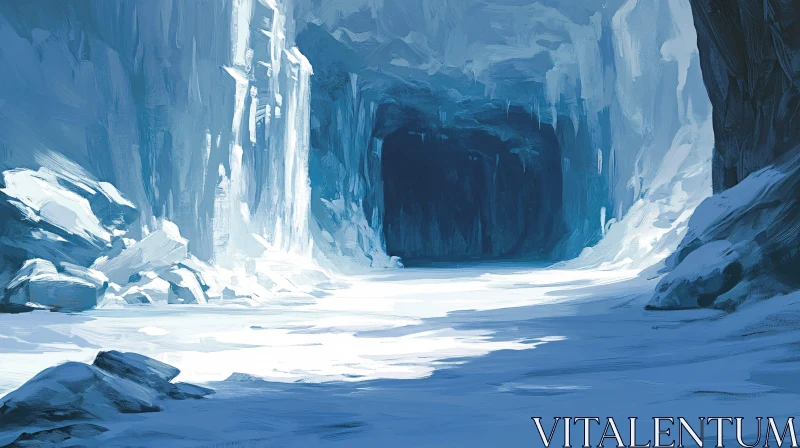 AI ART Luminous Blue Ice Cave