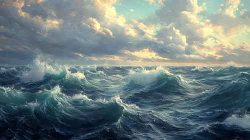 Seascape with Waves and Clouds