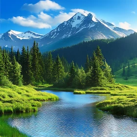 Peaceful Mountain Lake Scene