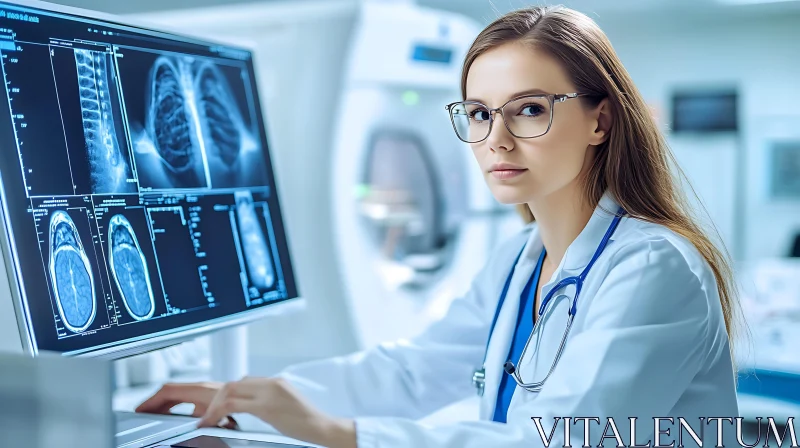 Medical Professional Examining X-rays AI Image