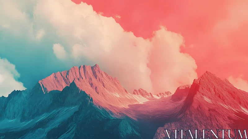 Mountain Range Under Pastel Skies AI Image