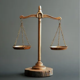 Golden Balance Scales on Gray Background