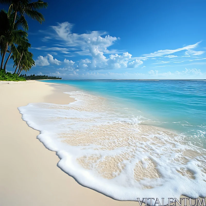 Peaceful Ocean View with White Sand AI Image