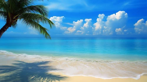 Tropical Beach Paradise with Blue Sky