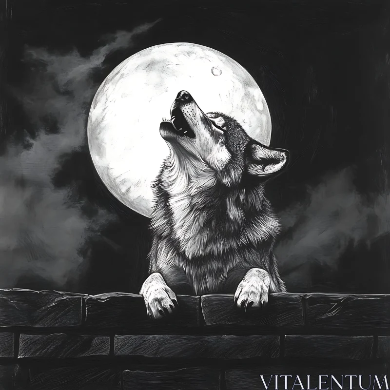 AI ART Wolf's Serenade Under Moonlight