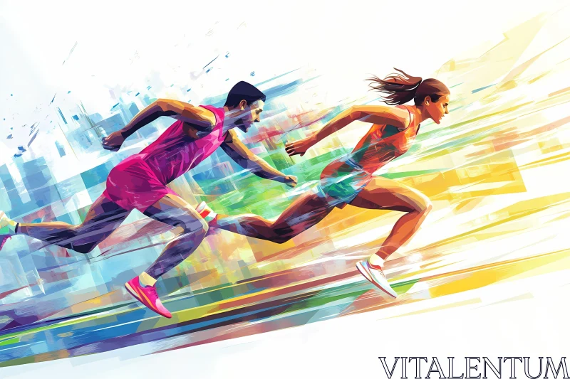 Intense Sprinting: The Essence of Athletic Competition AI Image