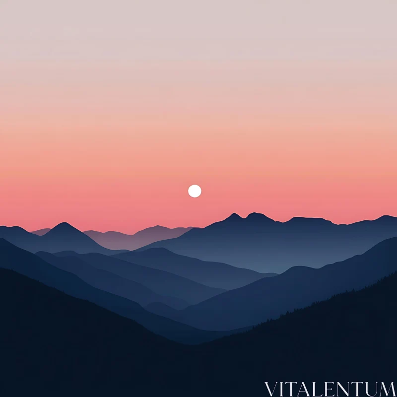 Peaceful Mountain Sunset AI Image