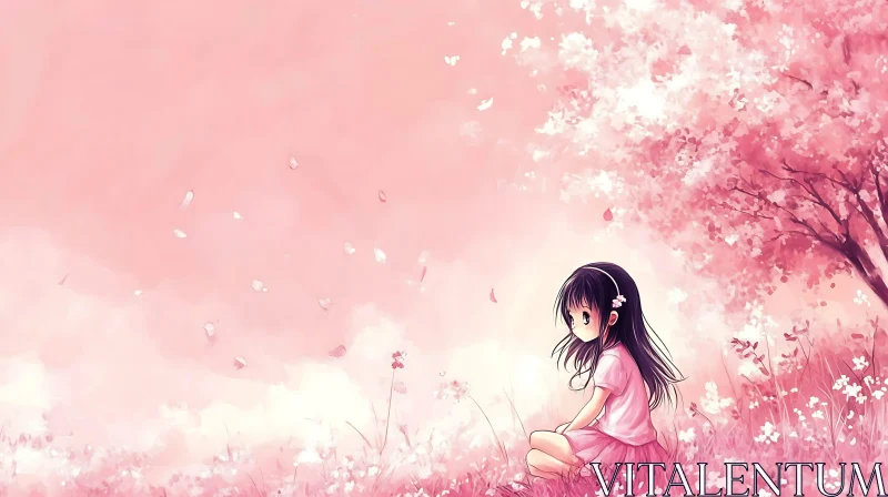 AI ART Anime Girl in Blossom Field