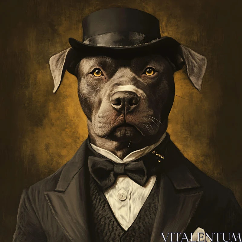 Regal Canine in Tuxedo & Top Hat AI Image