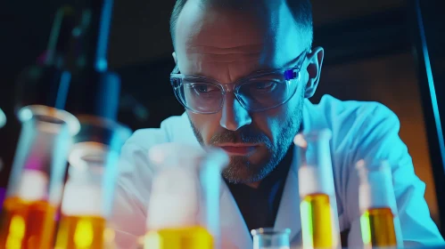 Lab Research: Scientist Examining Samples