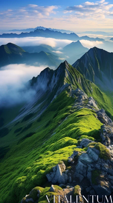 Green Mountain Hills in the Mist AI Image