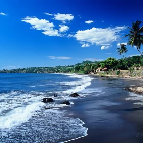 Seascape with Palm Trees and Blue Sky