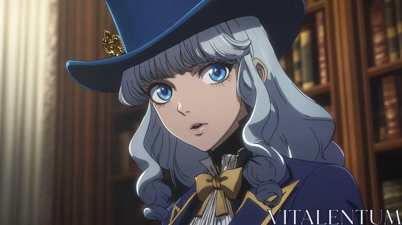 AI ART Victorian-Style Anime Girl with Top Hat