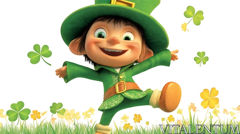 Enchanting Leprechaun in a Clover Field AI Image