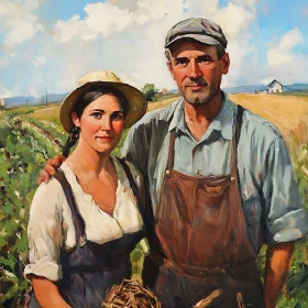 Rural Couple in Field Painting