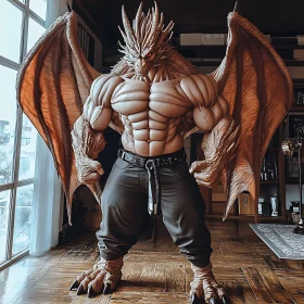 Dragon with Strong Muscles in Modern Room