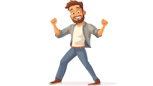 Happy Man Cartoon Illustration