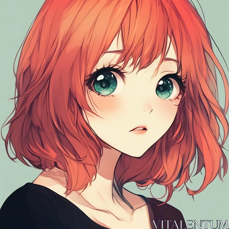 AI ART Digital Art of Anime Girl with Red Hair