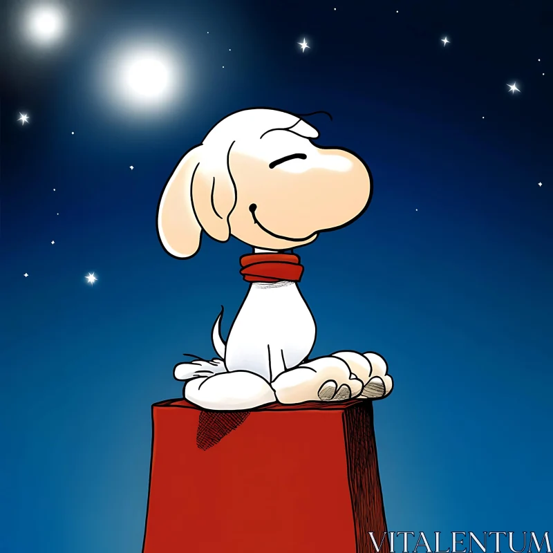 Cartoon Dog Enjoying Night Sky AI Image