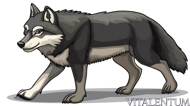 AI ART Grey Wolf Cartoon Artwork