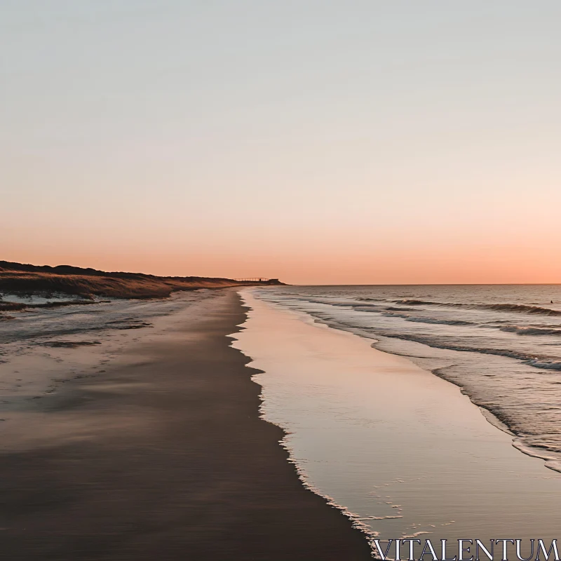 AI ART Calm Beach at Sunset