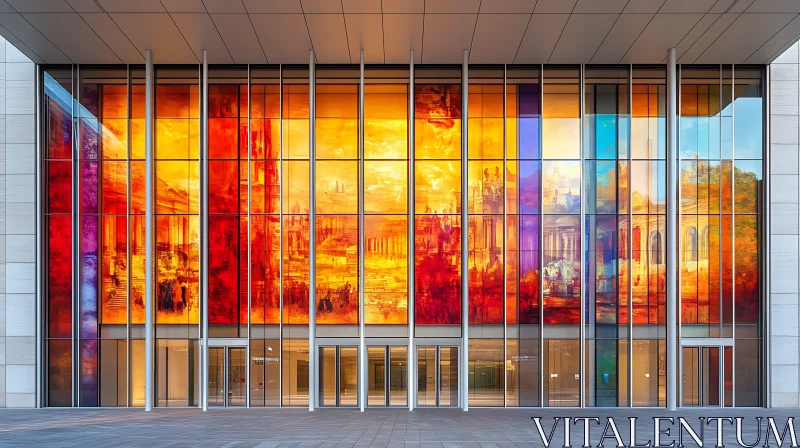 AI ART Colorful Glass Art on Building Facade