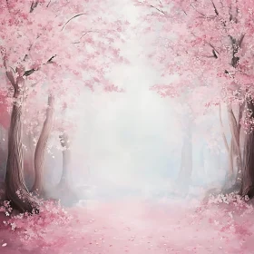 Serene Cherry Blossom Forest in Spring