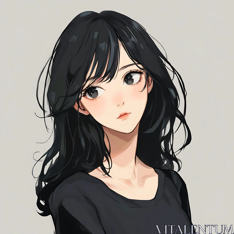 Serene Anime Girl Digital Illustration AI Image