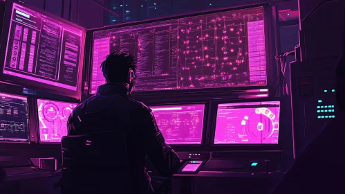 Cyberpunk Data Analysis Station