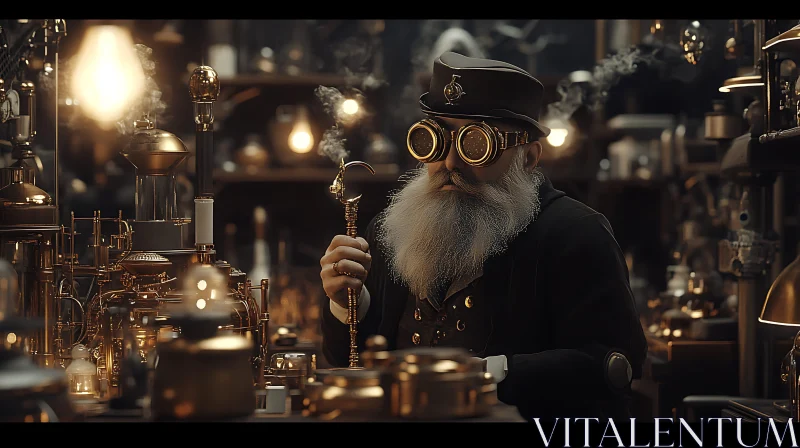 Vintage Inventor with Steampunk Goggles AI Image