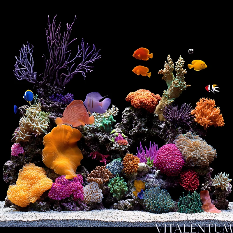 AI ART Underwater Coral Reef Scene with Fishes