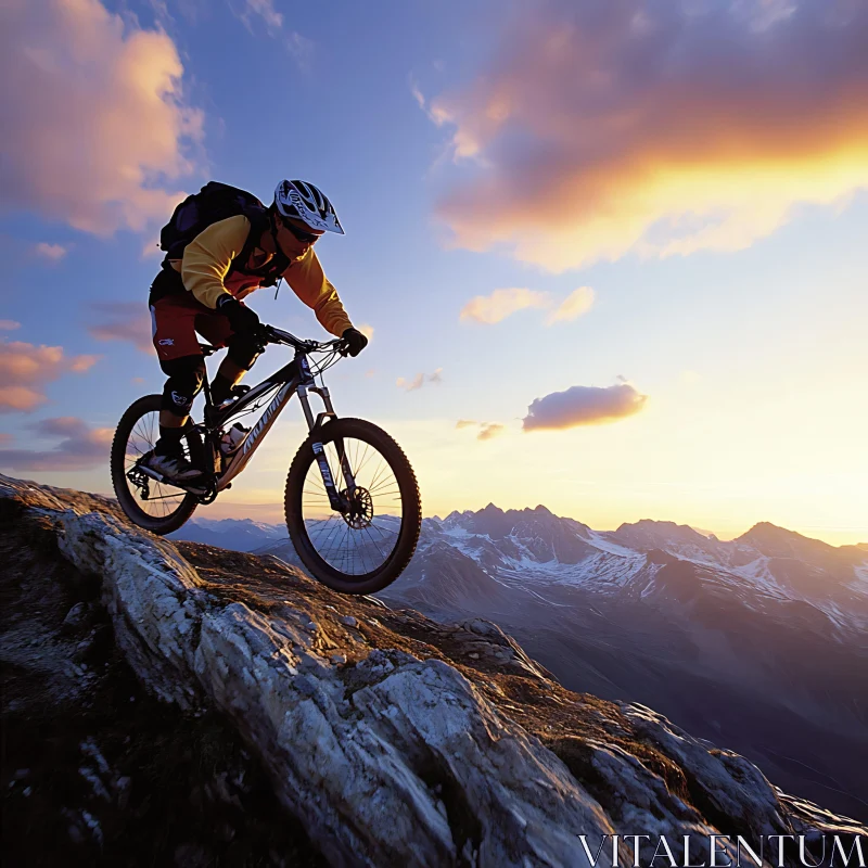 AI ART Mountain Biker at Mountain Peak