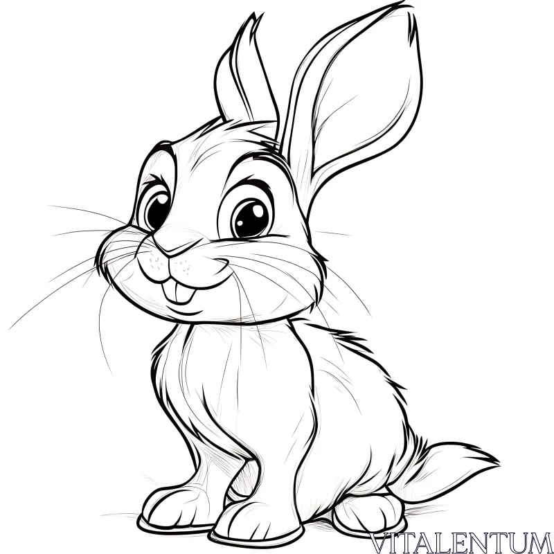 Charming Cartoon Rabbit Line Art AI Image