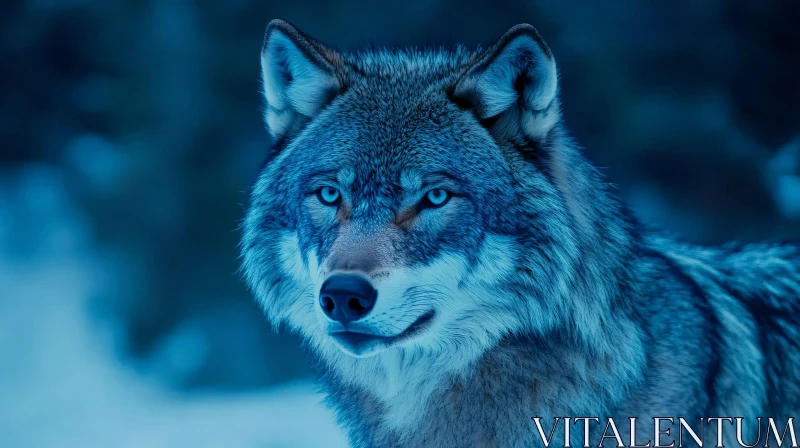 Blue Wolf Face Close-Up AI Image