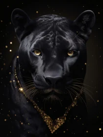 Panther with golden necklace