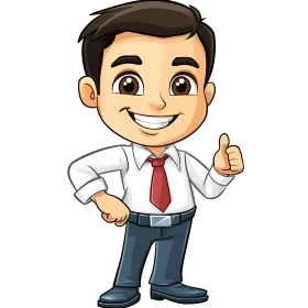 Cartoon Businessman Giving Thumbs Up