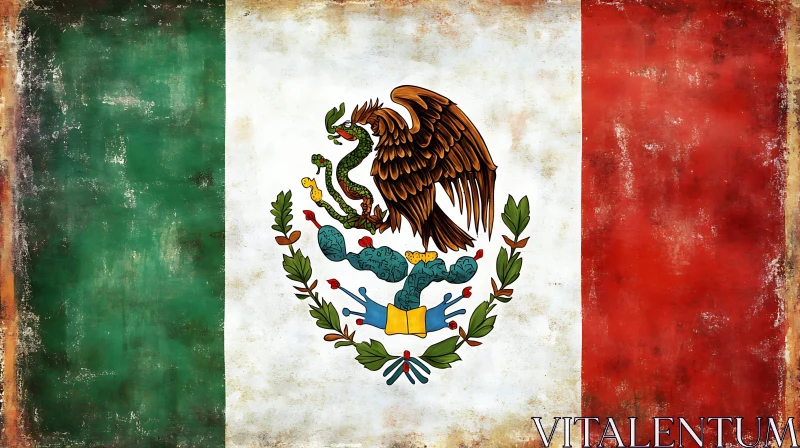 AI ART Vintage Style Mexican National Flag Art