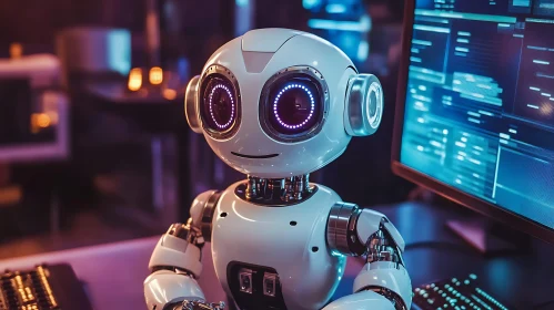 AI Robot at Computer