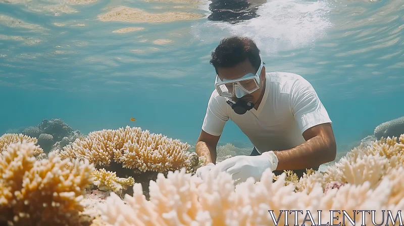 Snorkeler Preserving Coral Reefs AI Image