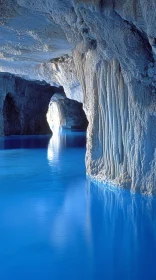 Serene Cave with Crystal Clear Blue Waters and Stunning Formations