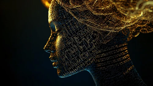 Abstract Golden Profile of a Woman