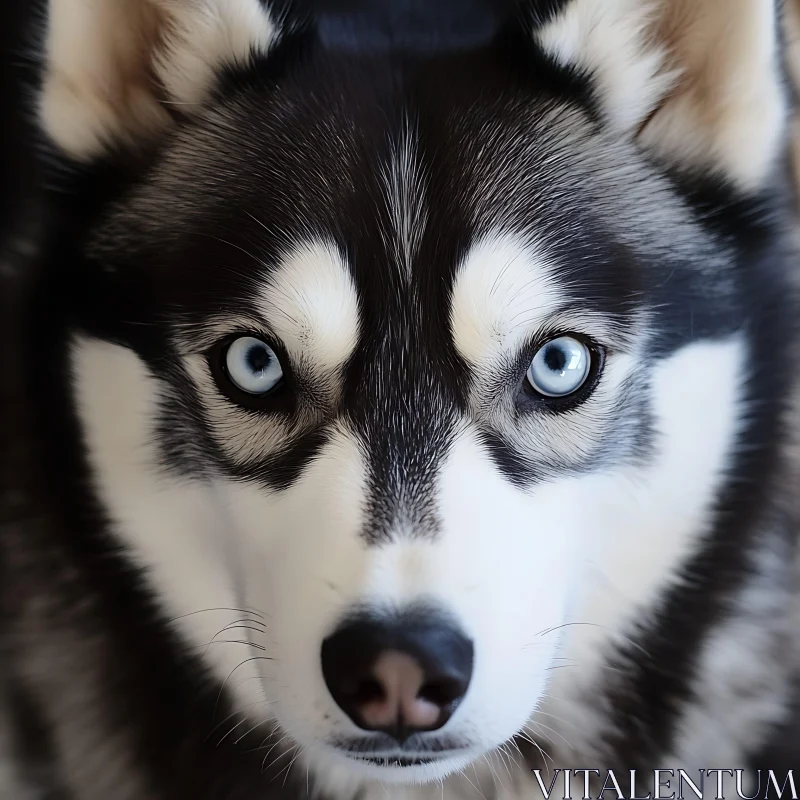 Husky Dog Close-Up with Blue Eyes AI Image