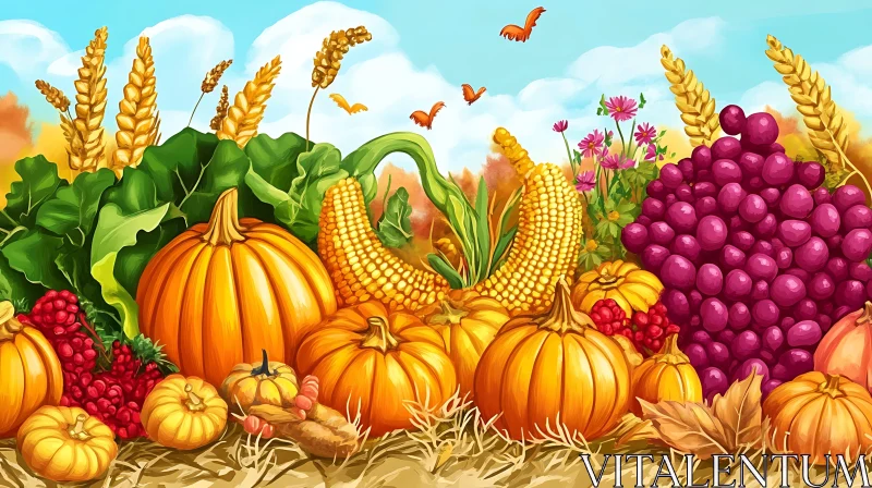 Festive Fall Harvest Still Life AI Image