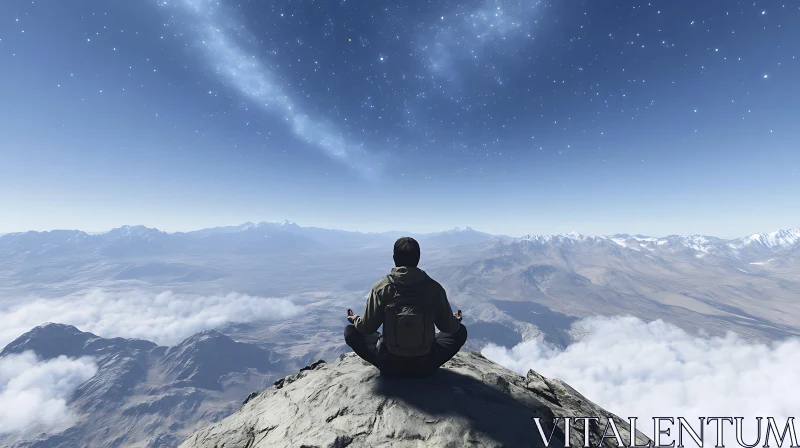 Zen Meditation at Mountain Peak AI Image