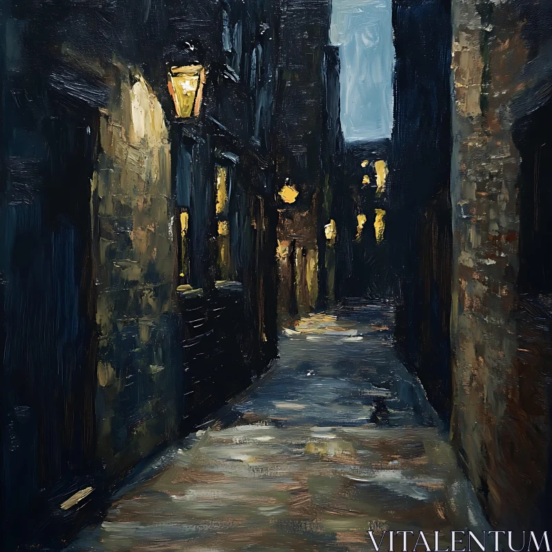 AI ART Illuminated Urban Alley at Night