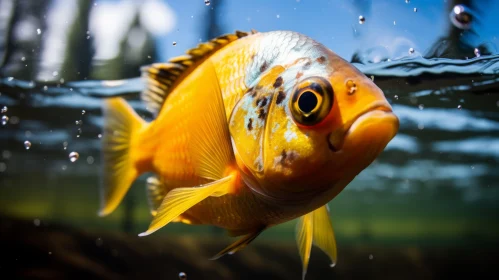 Golden Hue Fish Swimming Underwater: A Visual Delight