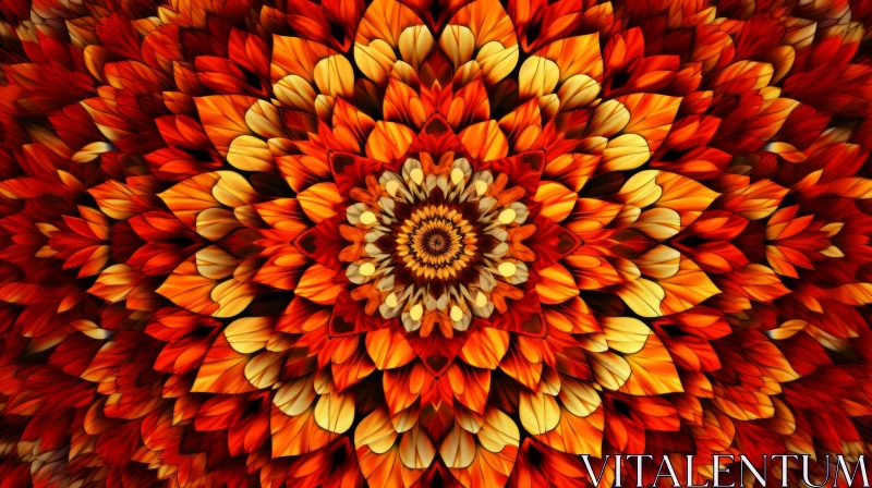 Psychedelic Leaf Mandala Art - Abstract Symmetry AI Image