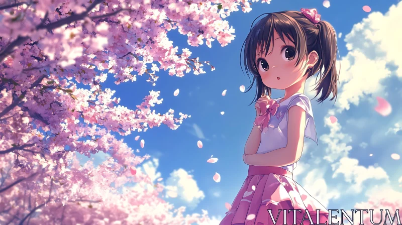 AI ART Springtime Anime Illustration with Cherry Blossoms